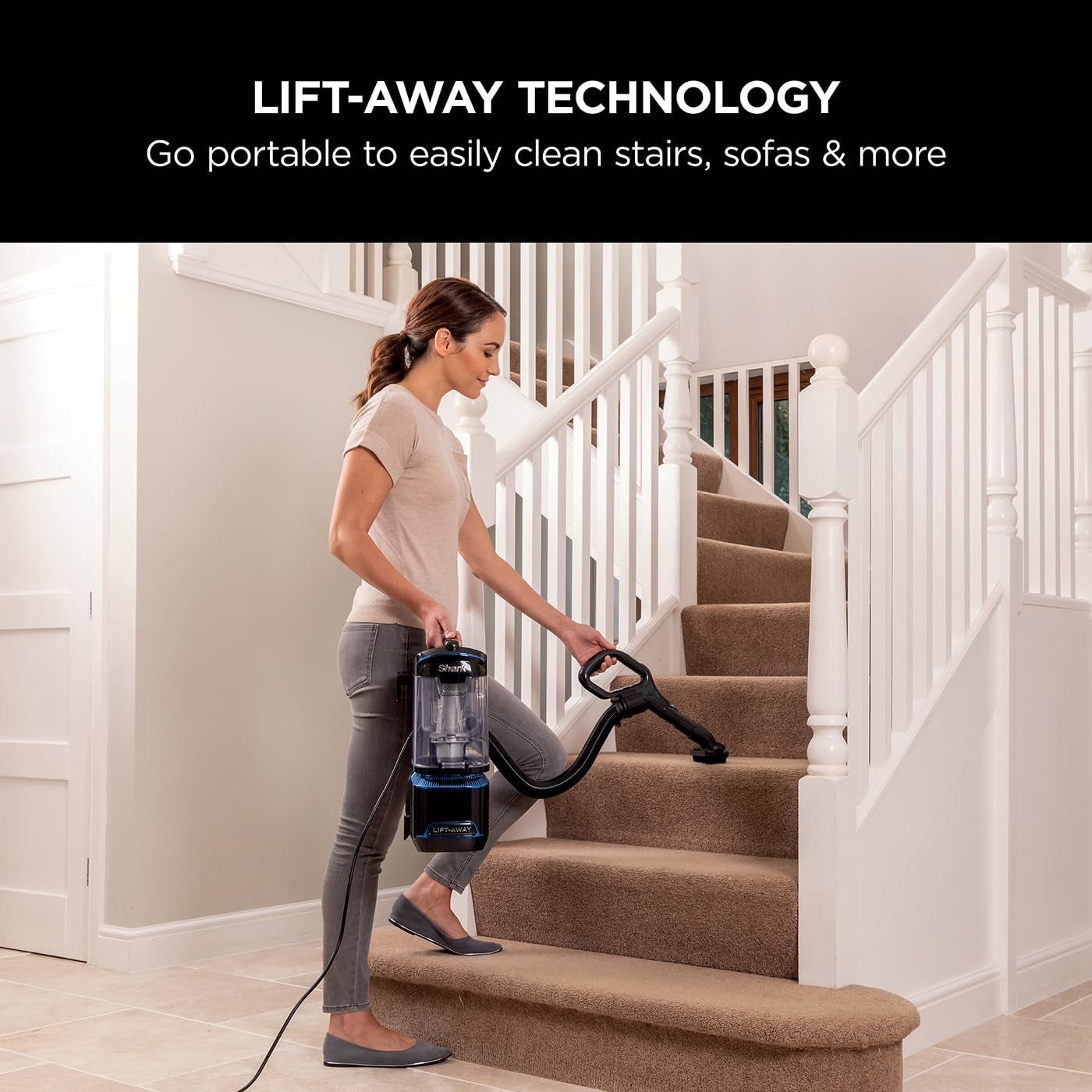 Corded Upright Vacuum Cleaner 1.1L with Lift-Away Technology, LED Headlights, Anti-Allergen, 8M Cord, 750W, Crevice, Multi-Surface Tools, Blue/Black, NV602UK