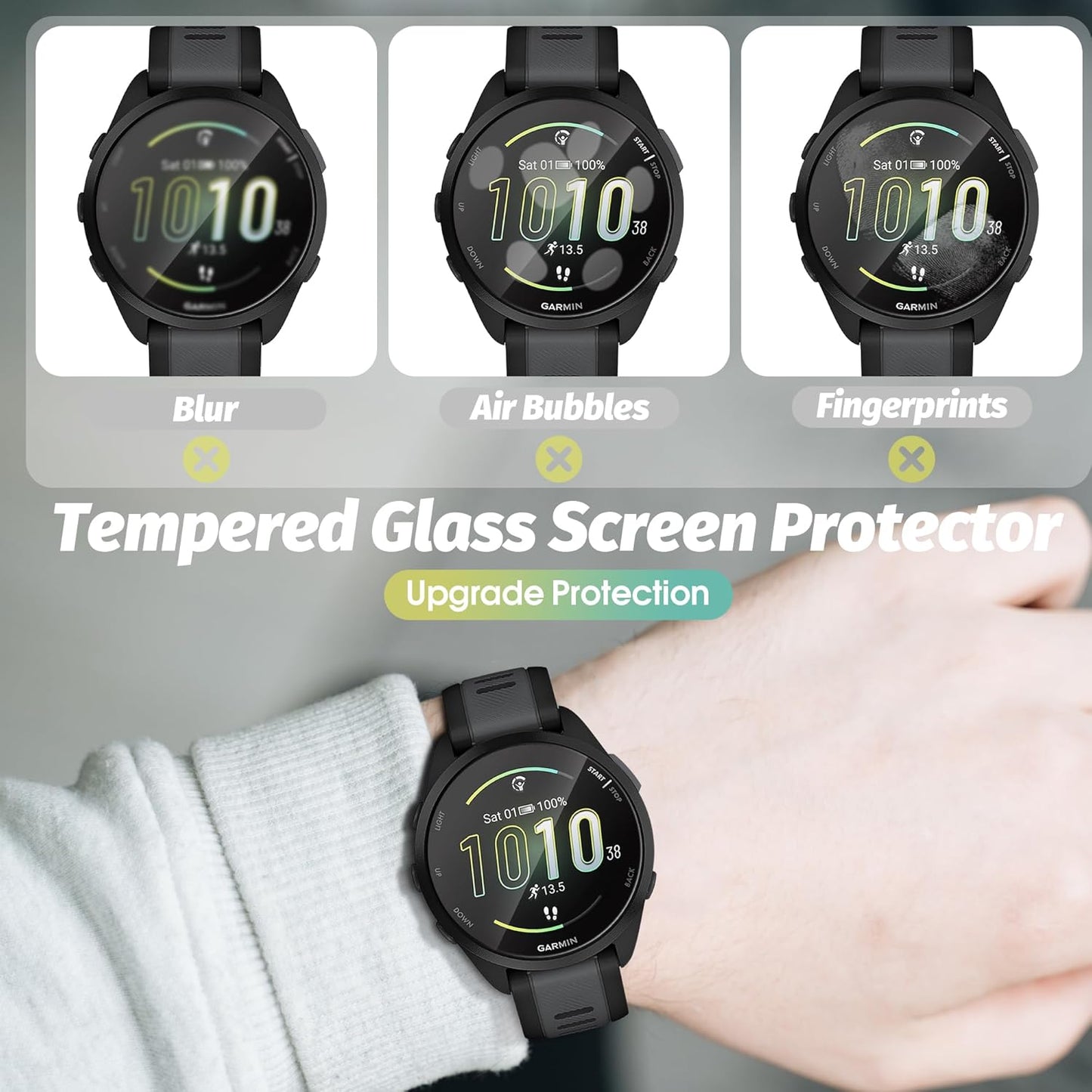NEWZEROL 4 Packs Screen Protector for Garmin Forerunner 165/165 Music, anti Bubble Tempered Glass Protective Film Cover - Transparent
