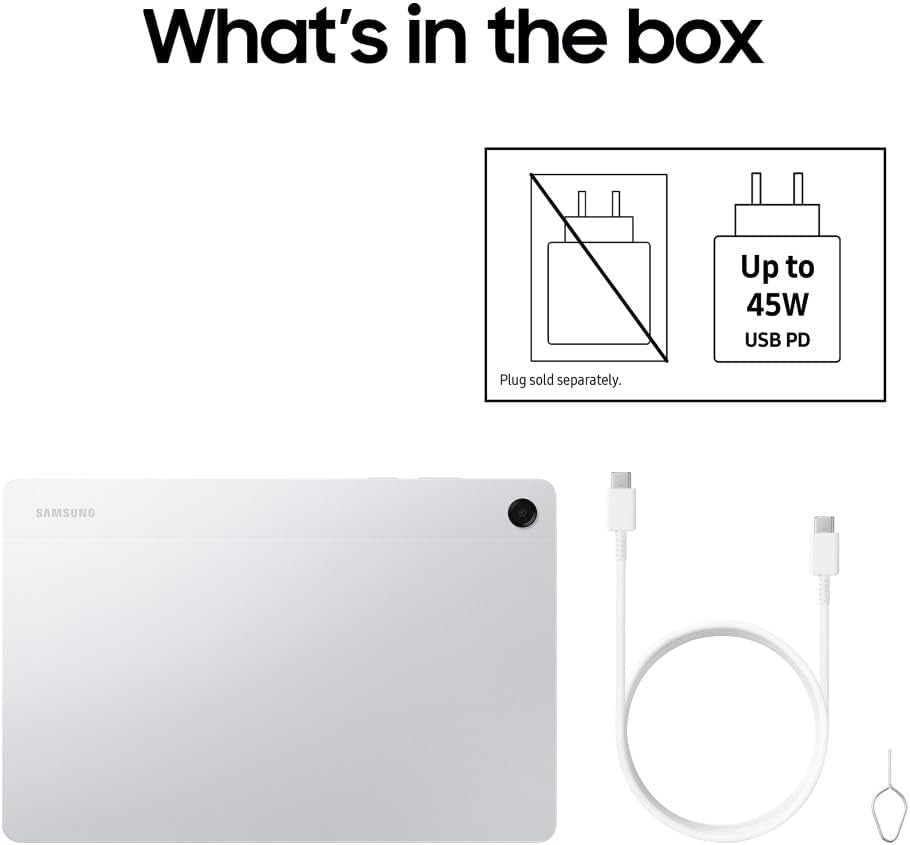 Galaxy Tab A11+, Android Tablet, AI Features, Sleek and Modern Design, 11 Inch 90Hz Display, 128GB Storage, 6GB Memory, with Dolby Quad Speakers, Silver, 3 Year Extended Warranty (UK Version)