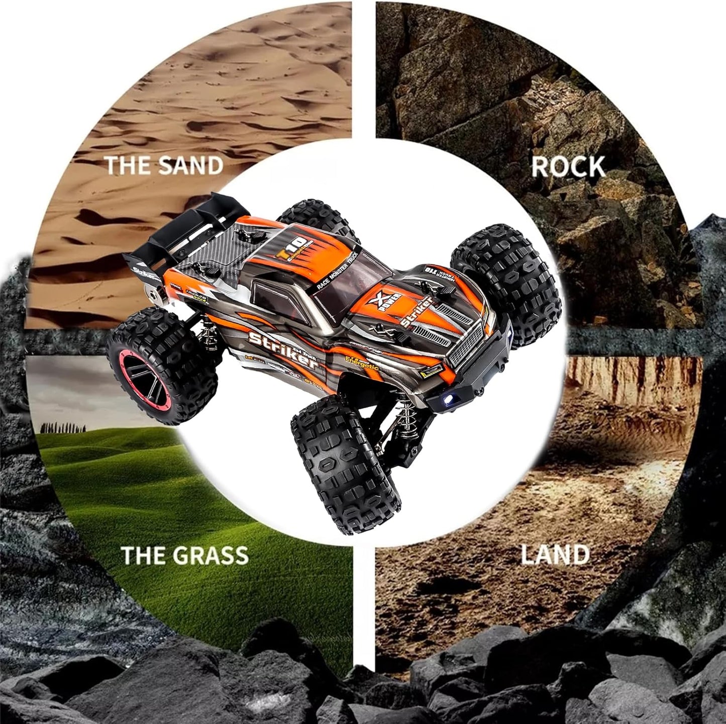 Brushless RC Cars, 75KM/H High Speed Remote Control Car, 4WD 1:14 Scale All Terrain off Road Monster Truck, 2.4 Ghz Racing Car Waterproof 2 Battery 50 Min Car Toy for Kids and Adults