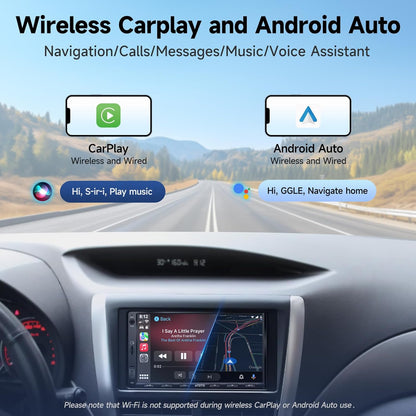A5L Android Double DIN Car Stereo, Wireless Carplay & Android Auto, 7Inch Touchscreen Car Radio, Wifi/Bluetooth/Usb Tethering, 24B-EQ DSP, Mirrorlink, 2G+32G, FM/RDS, AI Chat, GPS Tracking