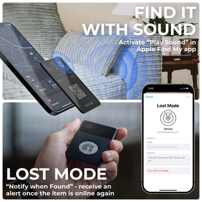 Aircard - Bluetooth Tracker Item Finder, NFC Tag + QR Code Business Card, Compatible with Apple Find My, Locator for Wallets, Luggages, Backpacks, Battery Life 2.5Y, Ultra Slim 2.2Mm