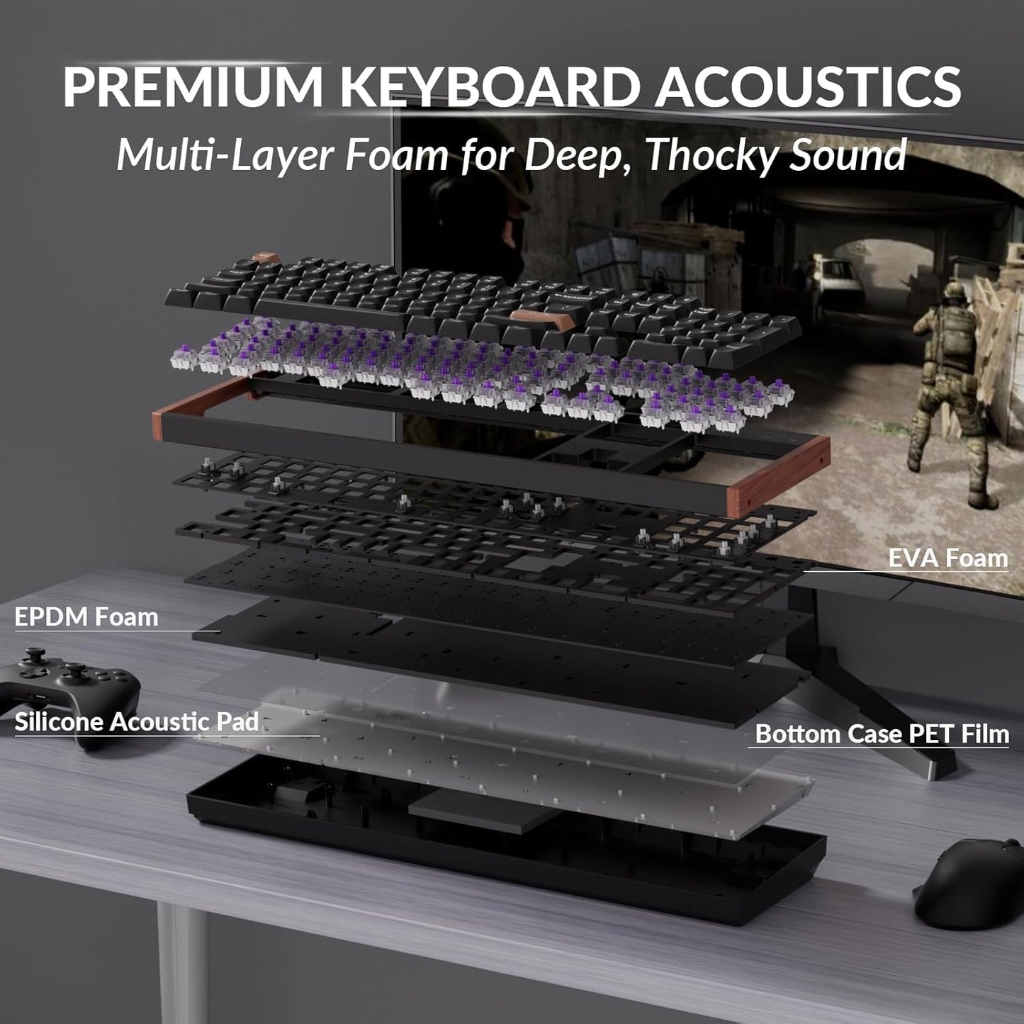 K10 HE Wireless Mechanical Keyboard - Hall Effect Magnetic Switch, Adjustable Actuation & Rapid Trigger, Full-Size UK Layout, Hot-Swappable Aluminium/Wood Frame for Windows/Mac/Linux - Black