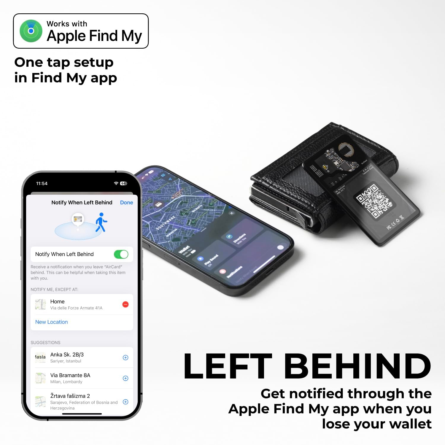 Aircard - Bluetooth Tracker Item Finder, NFC Tag + QR Code Business Card, Compatible with Apple Find My, Locator for Wallets, Luggages, Backpacks, Battery Life 2.5Y, Ultra Slim 2.2Mm