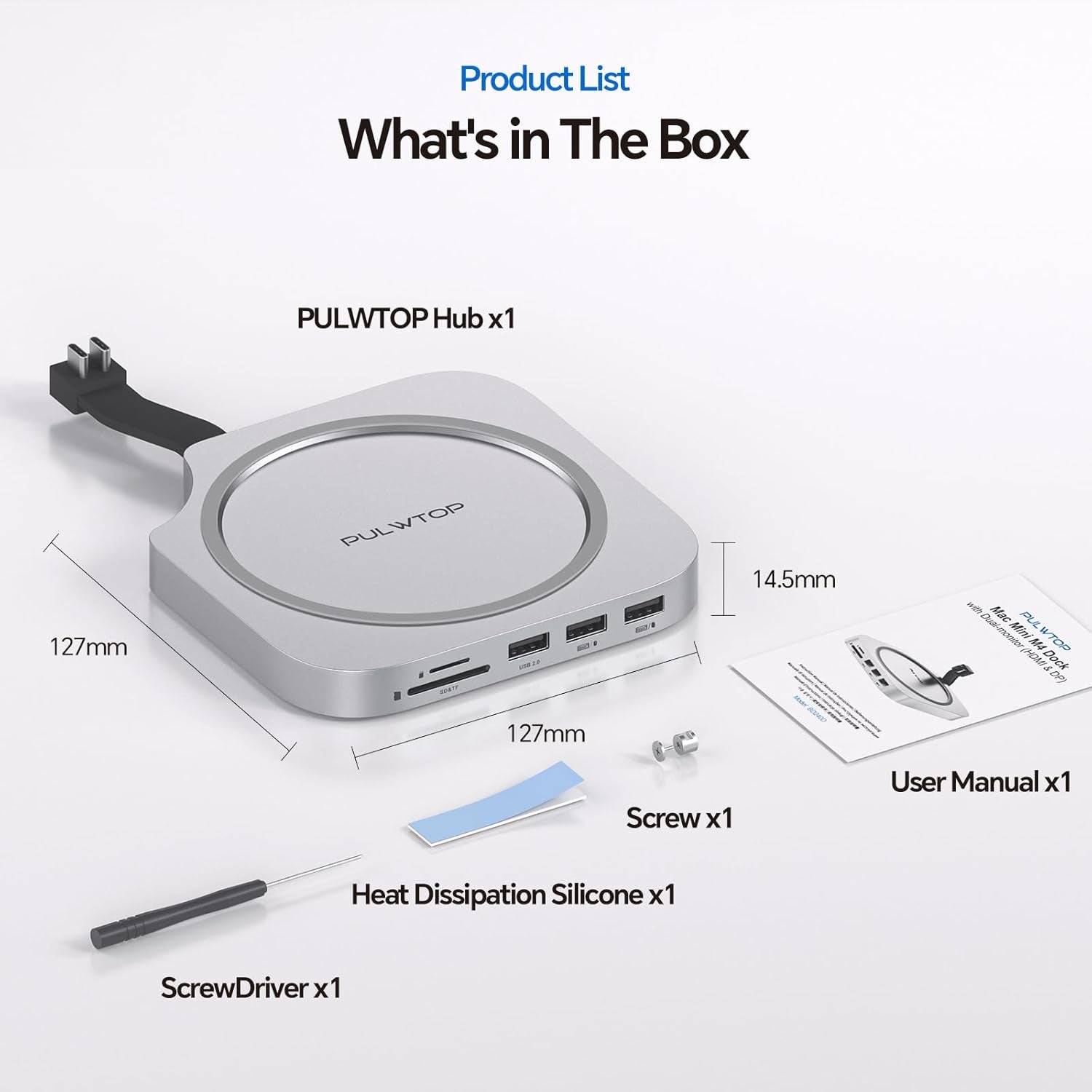 Mac Mini M4 Dock Stand with DP 4K 144Hz & HDMI 4K 60Hz, Mac Mini M4 Pro Hub with 4TB Nvme SSD Enclosure (SSD NOT Included), 3 USB a 2.0, SD/TF 3.0, 3.5Mm Audio/Mic, USB C Hub for Ma-C M-Ini 2024