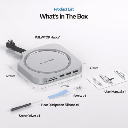 Mac Mini M4 Dock Stand with DP 4K 144Hz & HDMI 4K 60Hz, Mac Mini M4 Pro Hub with 4TB Nvme SSD Enclosure (SSD NOT Included), 3 USB a 2.0, SD/TF 3.0, 3.5Mm Audio/Mic, USB C Hub for Ma-C M-Ini 2024