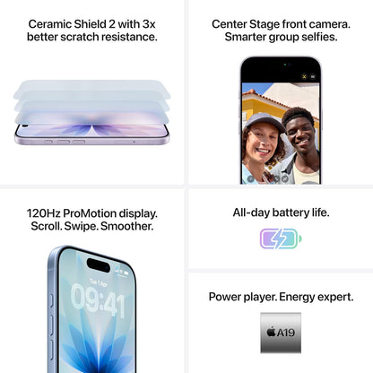 Iphone 17 256 GB: 6.3-Inch Display with Promotion, A19 Chip, Center Stage Front Camera for Smarter Group Selfies, Improved Scratch Resistance, All-Day Battery Life; Black