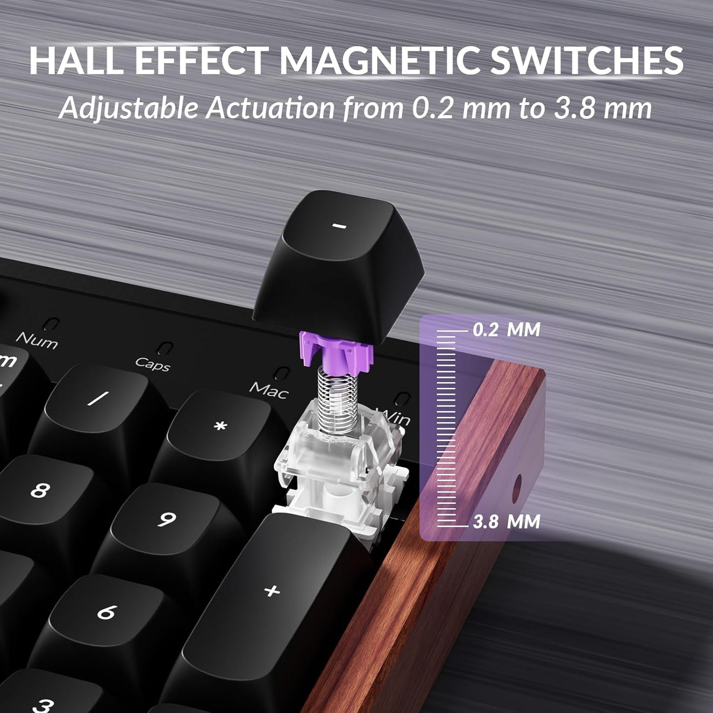 K10 HE Wireless Mechanical Keyboard - Hall Effect Magnetic Switch, Adjustable Actuation & Rapid Trigger, Full-Size UK Layout, Hot-Swappable Aluminium/Wood Frame for Windows/Mac/Linux - Black
