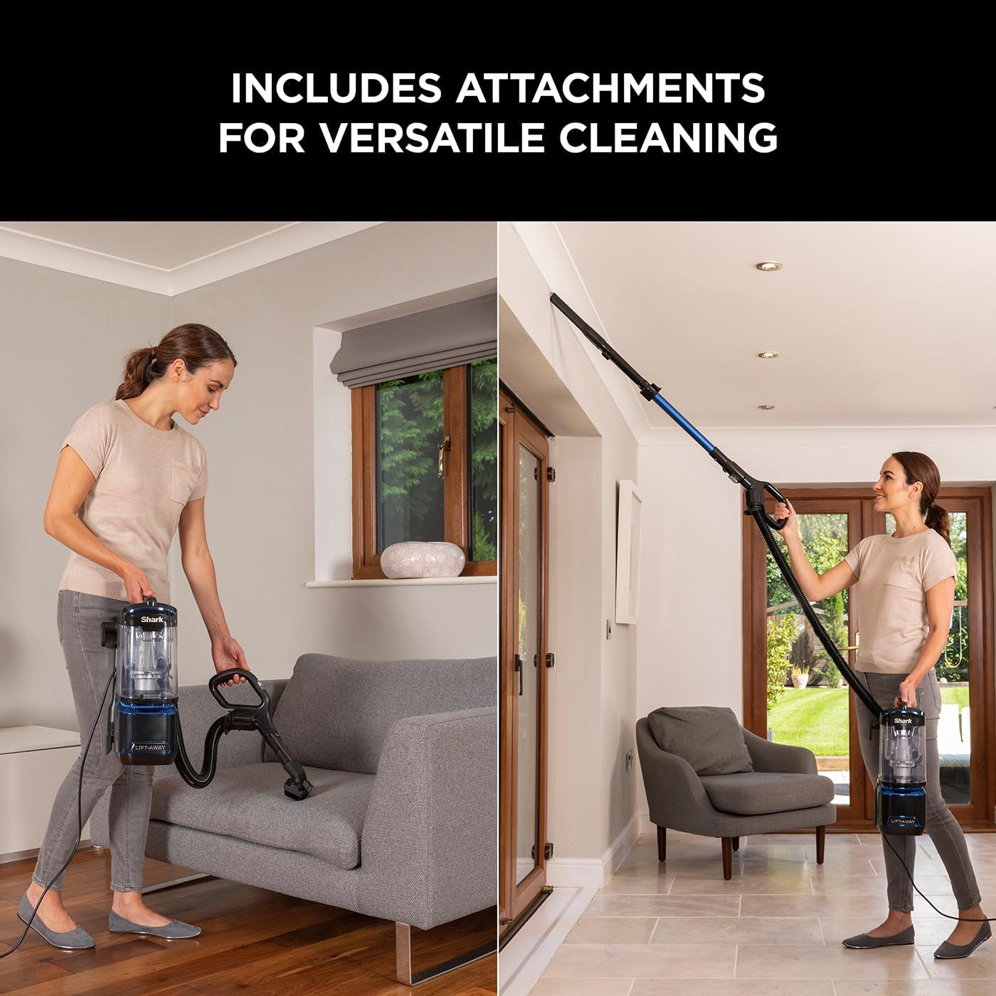 Corded Upright Vacuum Cleaner 1.1L with Lift-Away Technology, LED Headlights, Anti-Allergen, 8M Cord, 750W, Crevice, Multi-Surface Tools, Blue/Black, NV602UK