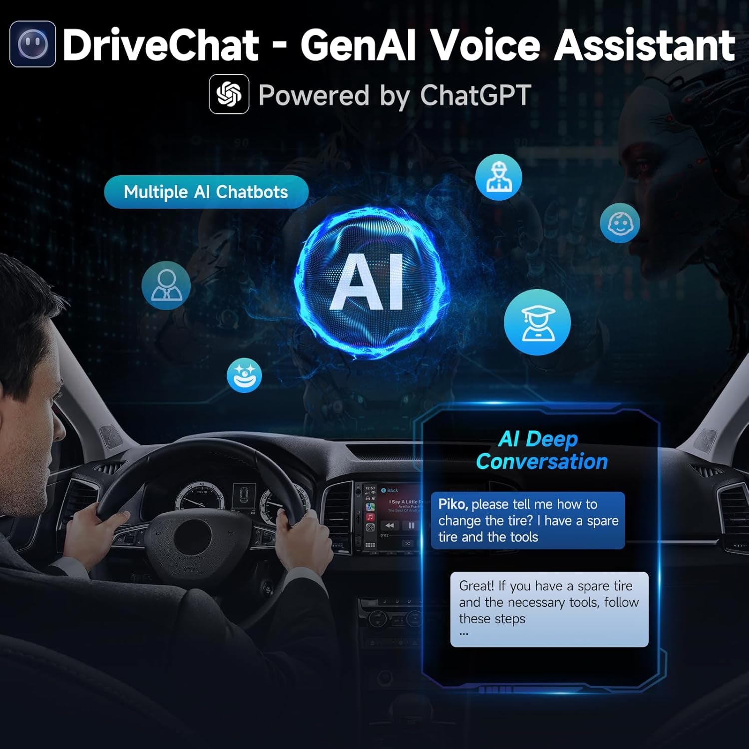 A5L Android Double DIN Car Stereo, Wireless Carplay & Android Auto, 7Inch Touchscreen Car Radio, Wifi/Bluetooth/Usb Tethering, 24B-EQ DSP, Mirrorlink, 2G+32G, FM/RDS, AI Chat, GPS Tracking