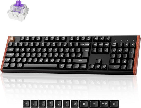 K10 HE Wireless Mechanical Keyboard - Hall Effect Magnetic Switch, Adjustable Actuation & Rapid Trigger, Full-Size UK Layout, Hot-Swappable Aluminium/Wood Frame for Windows/Mac/Linux - Black