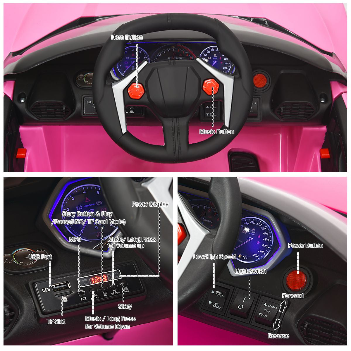 12V Electric Kids Car Wth 2.4G Remote Control and Spring Suspension