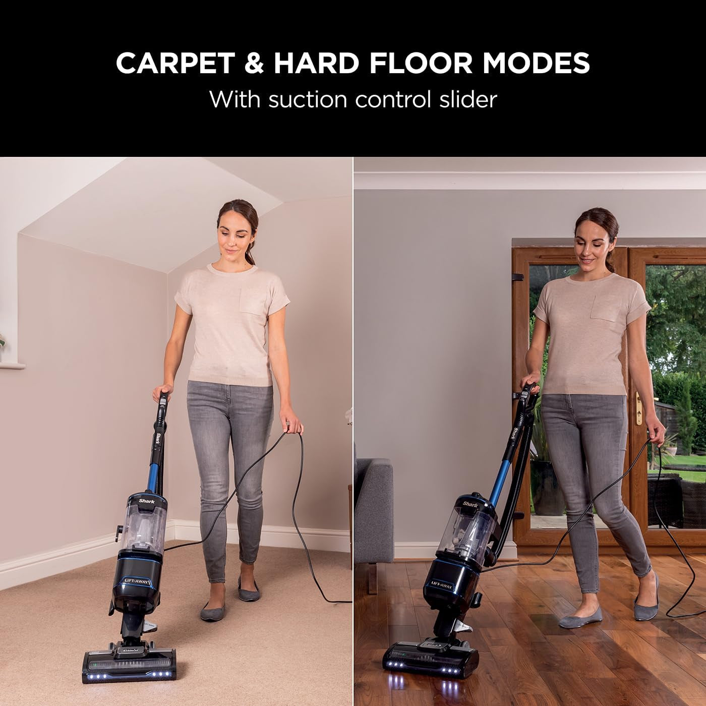 Corded Upright Vacuum Cleaner 1.1L with Lift-Away Technology, LED Headlights, Anti-Allergen, 8M Cord, 750W, Crevice, Multi-Surface Tools, Blue/Black, NV602UK
