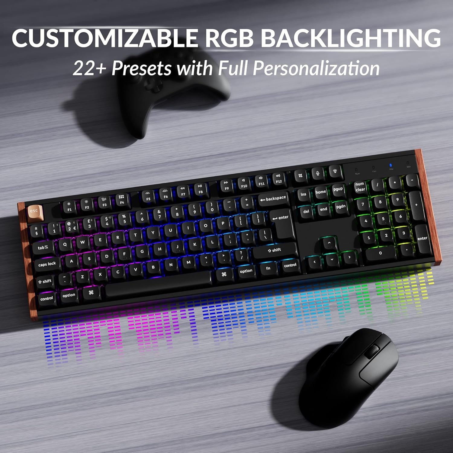 K10 HE Wireless Mechanical Keyboard - Hall Effect Magnetic Switch, Adjustable Actuation & Rapid Trigger, Full-Size UK Layout, Hot-Swappable Aluminium/Wood Frame for Windows/Mac/Linux - Black